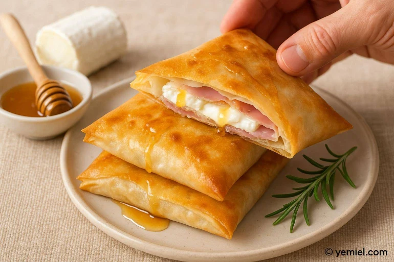 Bricks croustillants jambon fromage miel