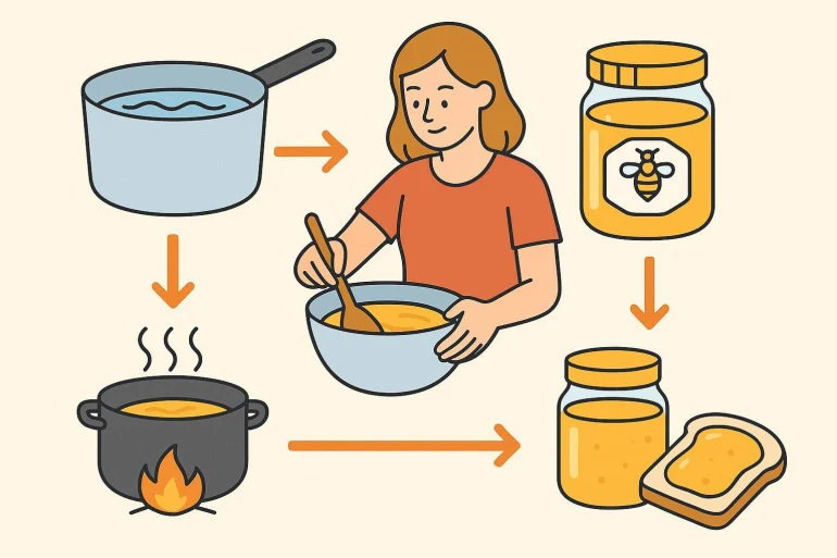 Préparation maison de confiture de miel