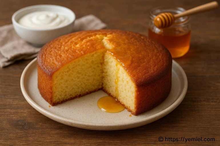 Gâteau moelleux au miel et crème