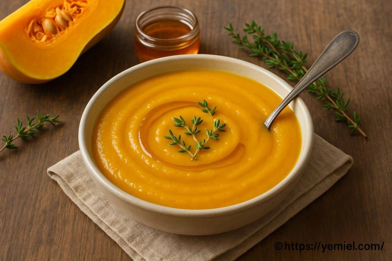 Velouté de courges au miel et thym : recette gourmande et naturelle