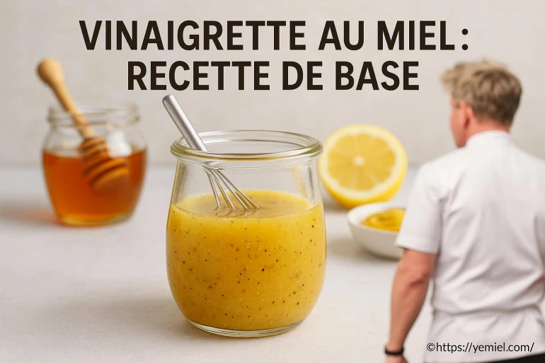 Vinaigrette au miel dans un pot en verre