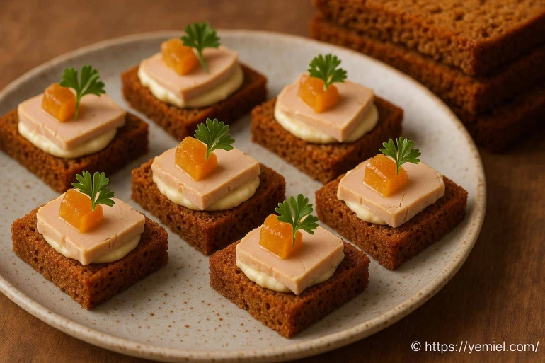 Les toasts apéritifs au pain d’épices au miel