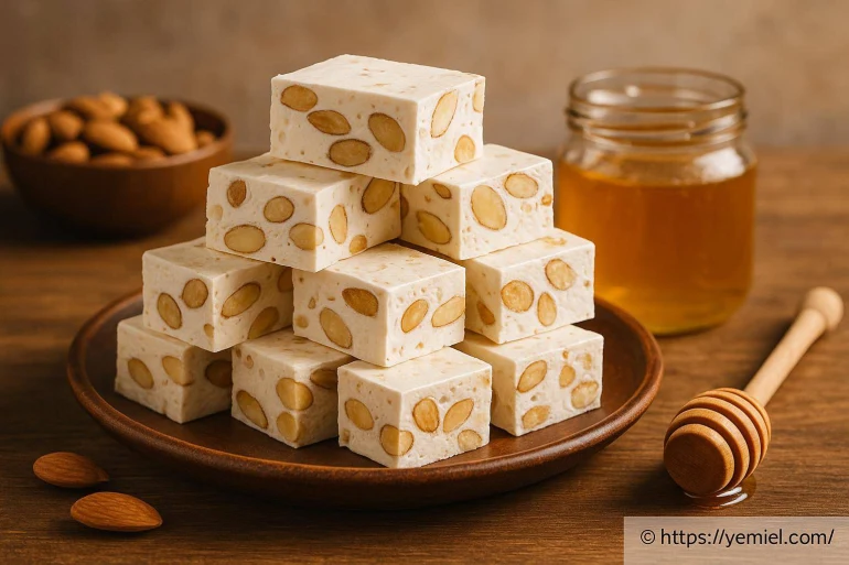 Carrés de nougat aux amandes