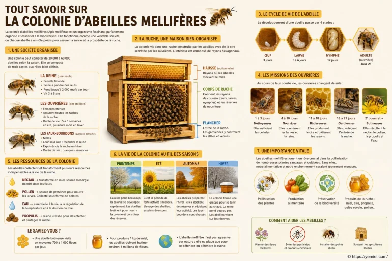 Tout savoir sur la colonie d'abeilles mellifères