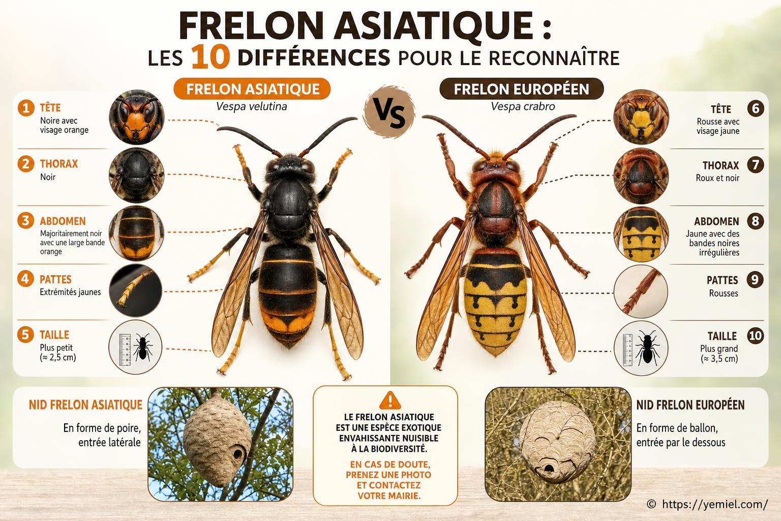 Frelon asiatique : 10 différences pour le reconnaître facilement
