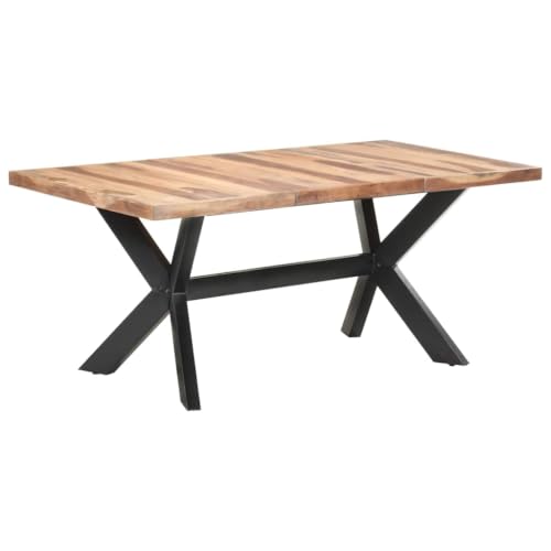 Table à manger 180 x 90 x 75 cm en bois massif couleur miel
