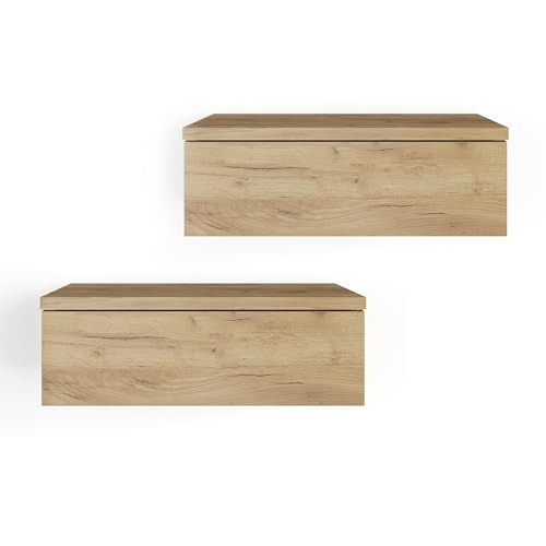 Komto Table de Chevet Suspendue Lot de 2 Chêne Miel - Table