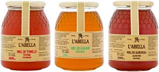 LAbella Mel - Pack 3 pots de Miel dAmande, Fleur dOranger et