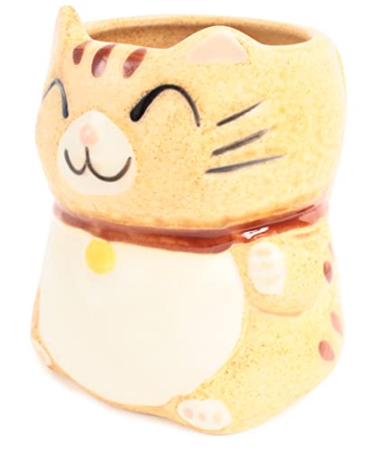 Mino ware CPM015 Tasse en poterie japonaise Motif chat Manek