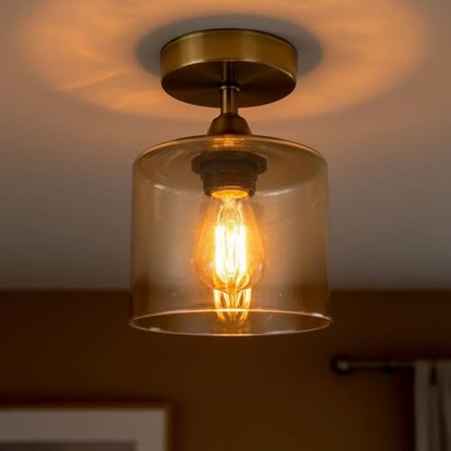 bamyum Lille Bois Lampe Suspension Moderne en Verre de 20 cm