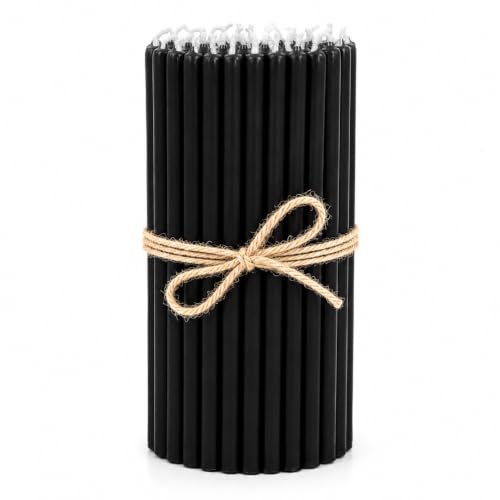Lot de 20 bougies déglise en cire dabeille noire de 20 x 0,6