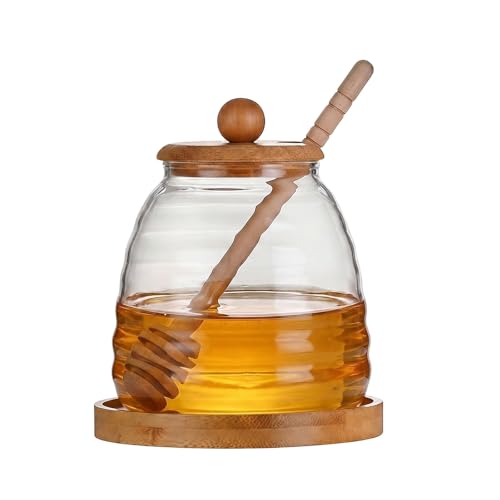 QUUPY Bocal à miel en verre de 473,4 g avec cuillère et couv