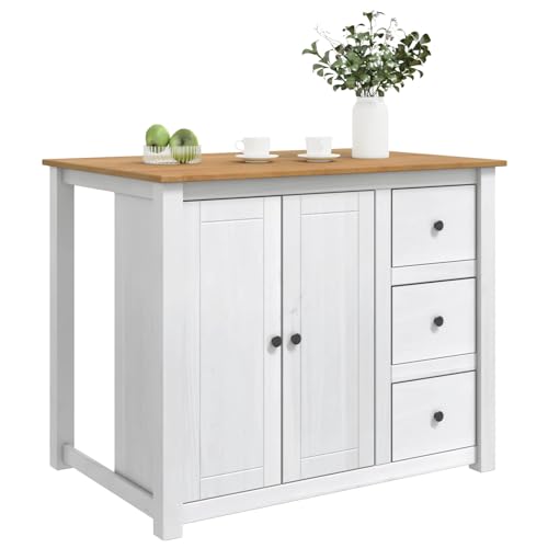 vidaXL Chariot de Cuisine Panama 2 pcs Blanc et Cire de Miel