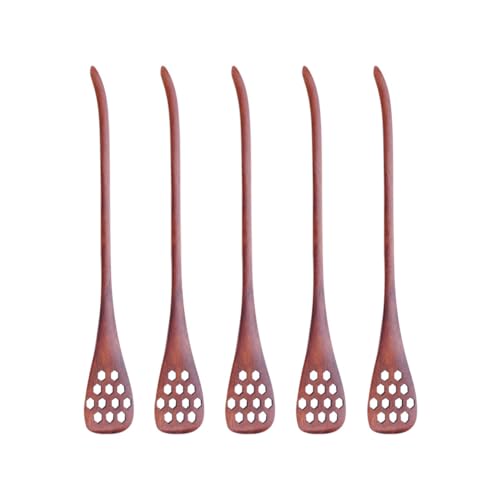 NIYANGLE Cuillère à Miel en Bois Creuse 5 Pièces, Bois Marro