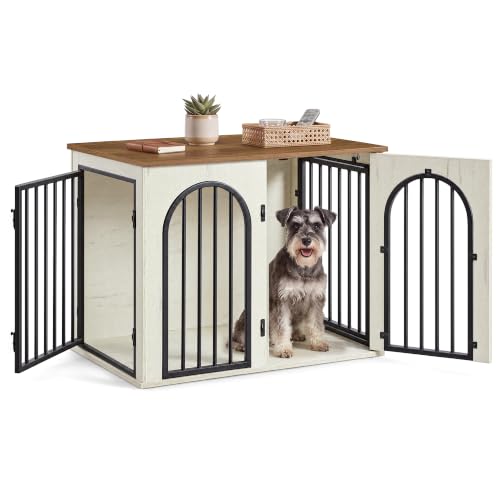 Feandrea Meuble Cage Chien Intérieur, Portes Arquées, 80 x 5