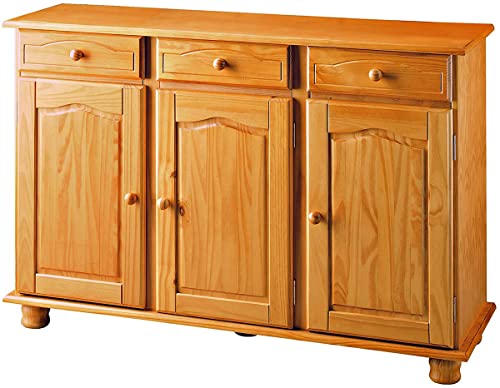 PEGANE Buffet 3 Portes en pin Massif Coloris Miel - Longueur