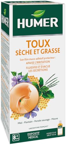Humer - Sirop toux - Miel plantain réglisse - Soulage la tou