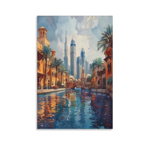 Peinture à laquarelle de Dubaï Burj Al Arabe Poster Émirats 