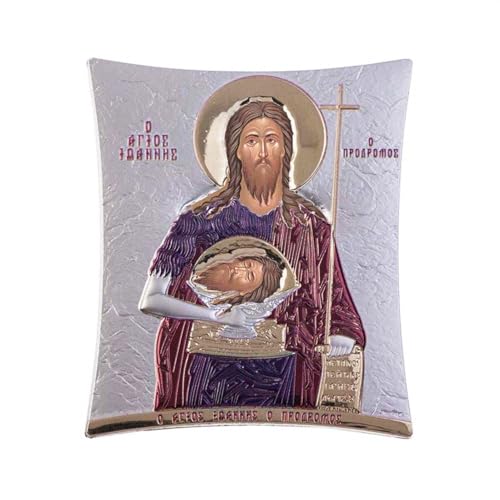 TheHolyArt Icône de Saint Jean, faite à la main en argent 92