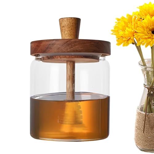 Pots à miel avec cuillère - Distributeur de miel avec couver