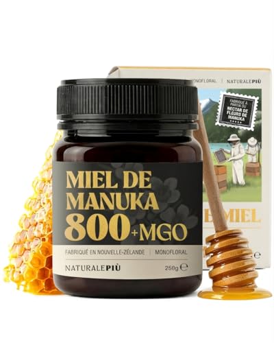 NaturalePiù Miel de Manuka 800+ MGO - 250g Brut et Bio de No