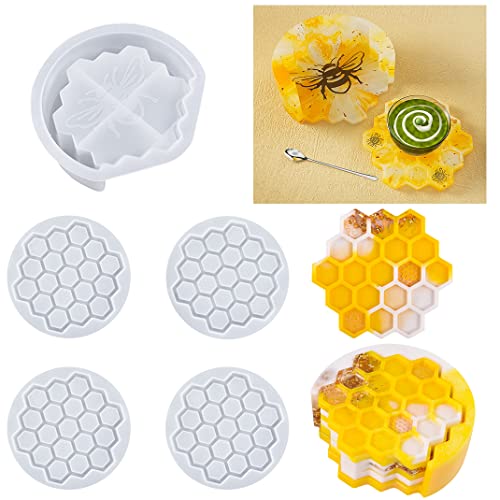 DIYBravo 5 Pièces Moules de sous Verre de Rayon de Miel, Mou