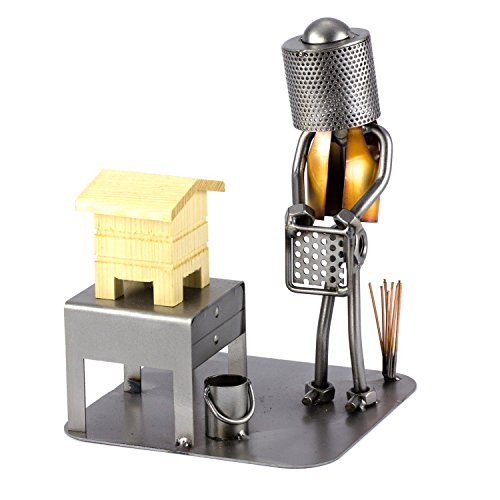 Steelman24 I Figurine en métal Apiculteur avec Maison en Boi