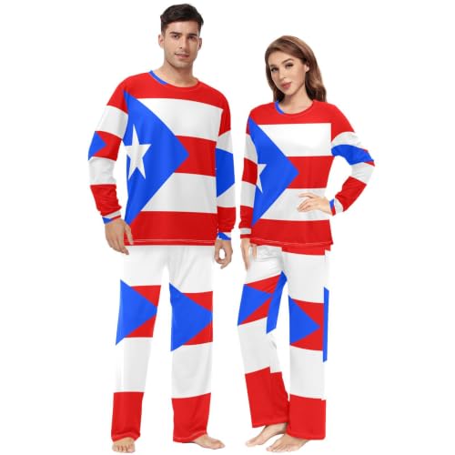 BCFHRGT Pyjama assorti pour couple Drapeau de Porto Rico pou