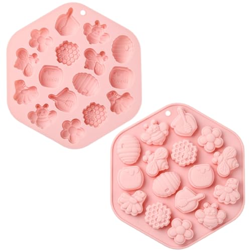 Stiesy 2 Moules en Silicone Thème Abeilles Réutilisables Mou