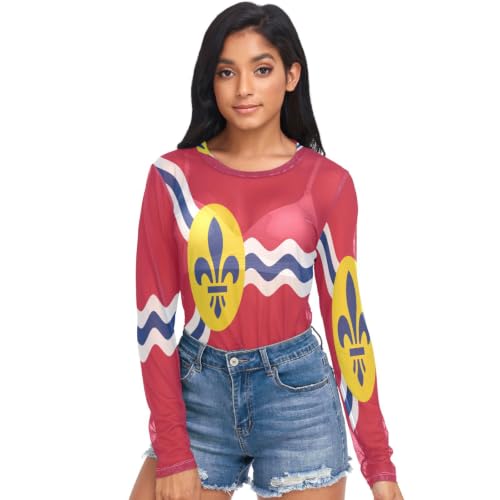Haut transparent pour femme, drapeau de Saint-Louis Missouri