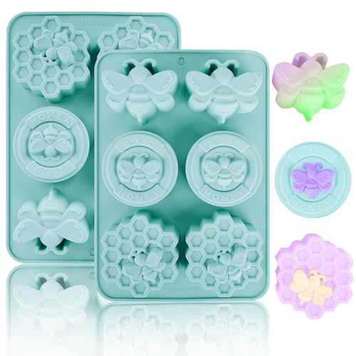 2 Pièces Moules à Savon en Silicone Abeille et Ruche, 6 Cavi
