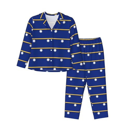 DCGHKOP Pyjama de Noël confortable imprimé drapeau de Nauru,