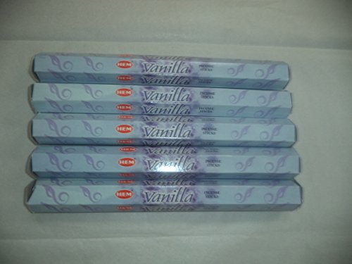 HEM Lot de 5 paquets de 20 bâtons dencens Vanille