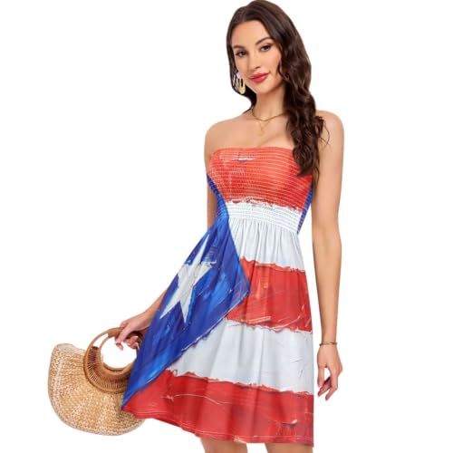GuoChe Robe dété décontractée avec drapeau de Porto Rico pou