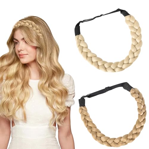 BSITSSS Lot de 2 Synthétiques Tressé Bandeau Cheveux, élasti