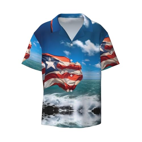 Chemise hawaïenne à manches courtes avec drapeau de Porto Ri