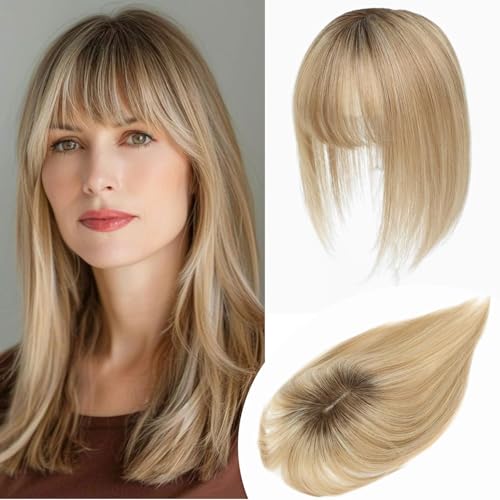 Lasunork Postiches pour femmes - Cheveux humains avec frange