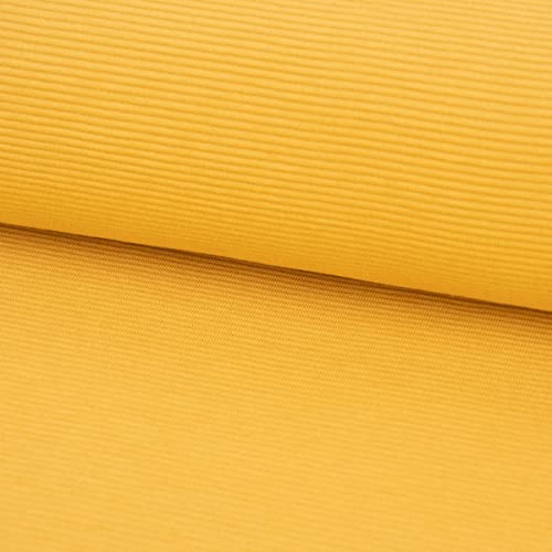 SCHÖNER LEBEN. Jersey ottoman côtelé uni jaune miel 1,40 m d