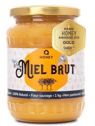 Q Honey Miel de fleurs sauvages brut 1 kg - non filtré, 100%