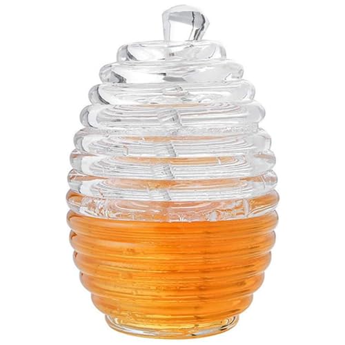 VIFER Pot de Miel, 265ml Pot Miel en Forme de Ruche avec Cui