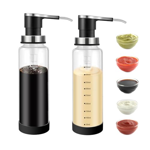 UCFBWO Distributeur Pompe Sauce 2er Set 500ml Noir, Acier In