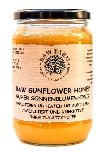 Raw Farm - Miel pur de tournesol 900 g, non filtré, non chau