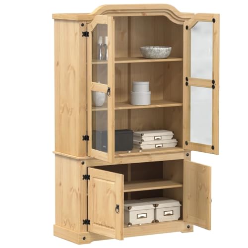 ULUYYUC Vitrine Corona 103,5x42x180 cm Bois de pin Massif Fi