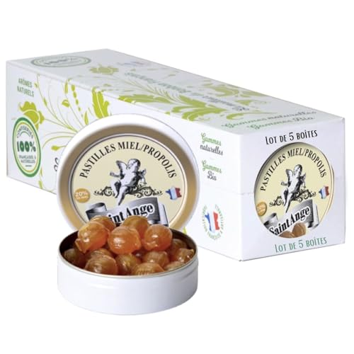 Lot 5 boites Miel Propolis Pastilles Saint-Ange Bonbons Trad
