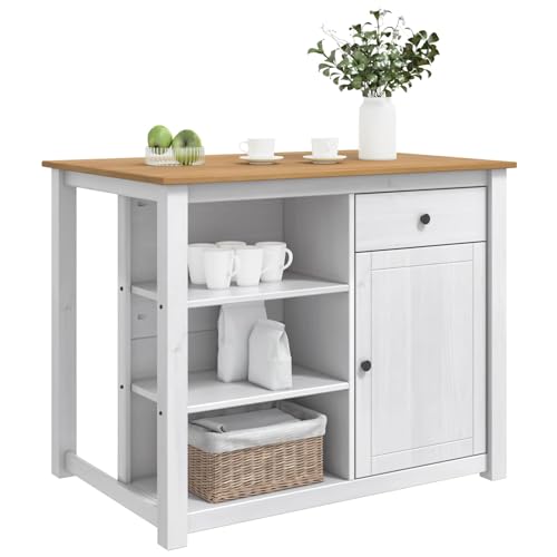 vidaXL Chariot de Cuisine Panama 2 pcs Blanc et Cire de Miel