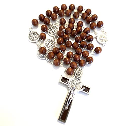 Catholically Chapelet en bois de Saint Benoît - Béni par le