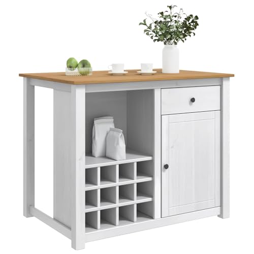 vidaXL Chariot de Cuisine Panama 2 pcs Blanc et Cire de Miel