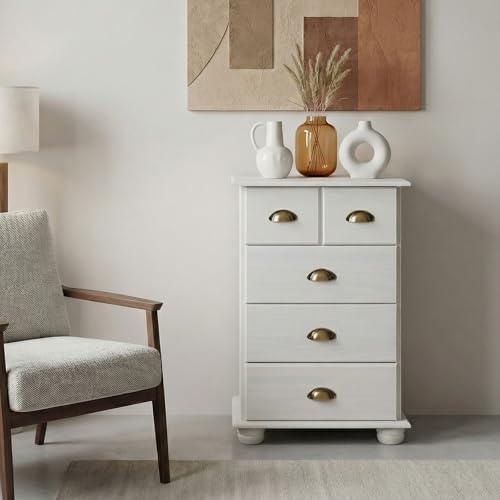 IDIMEX Commode Chambre Colmar L 49 cm en Bois Massif Blanc a