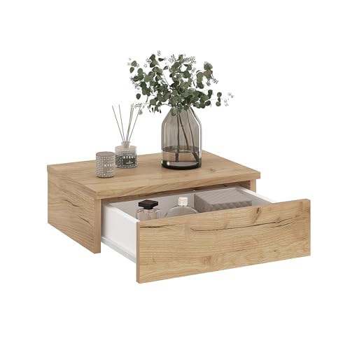 Komto Table de Chevet Suspendue Chêne Miel - Table de Nuit M
