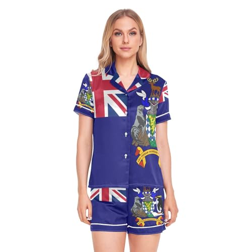 GuoChe Pyjama 2 pièces en satin avec poches pour femmes, vêt